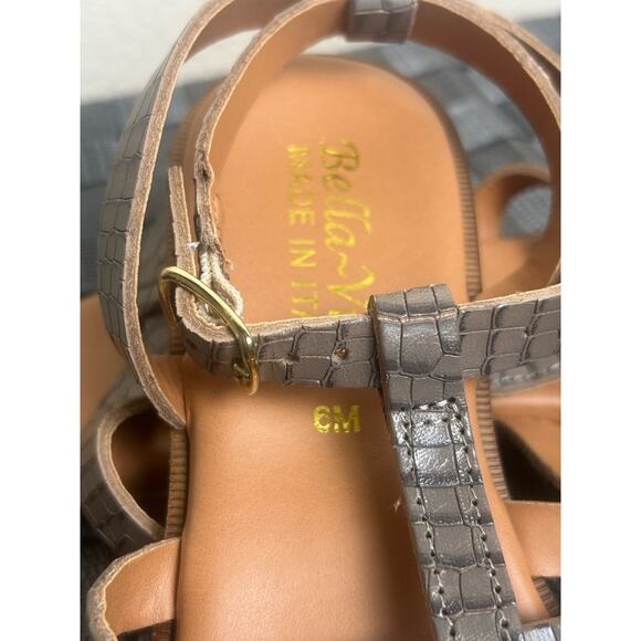 Bella Vita Women's Size 6 Strappy Sandal Gray Brown Italian Leather Crocodile - Picture 7 of 12